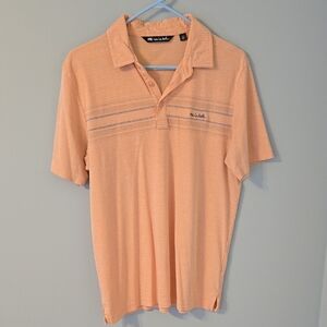 Travis Mathew Orange/Salmon w/Lt Blue Accents Polo Shirt, Super Soft Pima Cotton